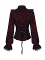 Dark Red Gothic Gorgeous Velvet Long Sleeve Shirt for Women