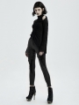 Black Gothic Daily Wear Long Sleeve Asymmetric T-Shirt for Women