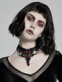 Black Lace Gothic Gem Necklace for Women