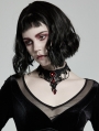 Black Lace Gothic Gem Necklace for Women