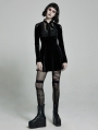 Black Cute Gothic Velvet Long Sleeve Daily Wear Short Dress