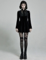 Black Cute Gothic Velvet Long Sleeve Daily Wear Short Dress