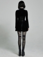 Black Cute Gothic Velvet Long Sleeve Daily Wear Short Dress