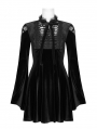 Black Cute Gothic Velvet Long Sleeve Daily Wear Short Dress