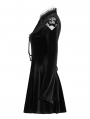 Black Cute Gothic Velvet Long Sleeve Daily Wear Short Dress