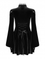 Black Cute Gothic Velvet Long Sleeve Daily Wear Short Dress