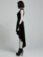 Black Retro Gothic Sexy Velvet High-Low Sleeveless Dress