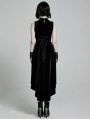 Black Retro Gothic Sexy Velvet High-Low Sleeveless Dress