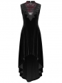 Black Retro Gothic Sexy Velvet High-Low Sleeveless Dress