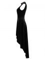 Black Retro Gothic Sexy Velvet High-Low Sleeveless Dress