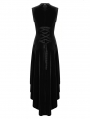 Black Retro Gothic Sexy Velvet High-Low Sleeveless Dress