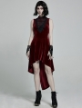 Red Retro Gothic Sexy Velvet High-Low Sleeveless Dress
