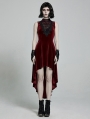 Red Retro Gothic Sexy Velvet High-Low Sleeveless Dress