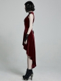 Red Retro Gothic Sexy Velvet High-Low Sleeveless Dress