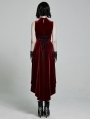 Red Retro Gothic Sexy Velvet High-Low Sleeveless Dress