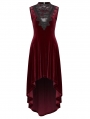 Red Retro Gothic Sexy Velvet High-Low Sleeveless Dress