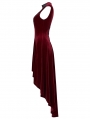 Red Retro Gothic Sexy Velvet High-Low Sleeveless Dress