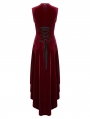 Red Retro Gothic Sexy Velvet High-Low Sleeveless Dress