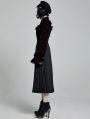 Black Gothic Punk Velvet Pleated Daily Wear Long Skirt