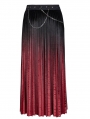 Black and Red Gothic Punk Velvet Pleated Daily Wear Long Skirt