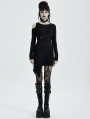 Black Gothic Punk Long Sleeve Asymmetric Short Dress