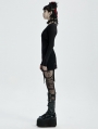 Black Gothic Punk Long Sleeve Asymmetric Short Dress