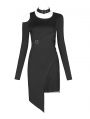 Black Gothic Punk Long Sleeve Asymmetric Short Dress