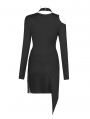 Black Gothic Punk Long Sleeve Asymmetric Short Dress