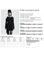 Black Gothic Punk Long Sleeve Asymmetric Short Dress