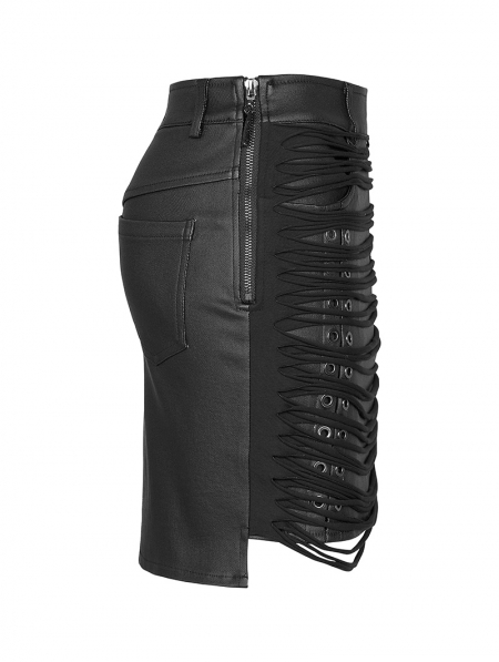 Black Gothic Punk Sexy PU Leather Short Skirt - Devilnight.co.uk
