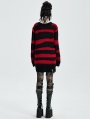 Black and Red Stripe Gothic Pullover Daily Wear Sweater for Women