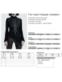 Black Gothic Bone Pattern Asymmetric Daily Wear Sweater for Women