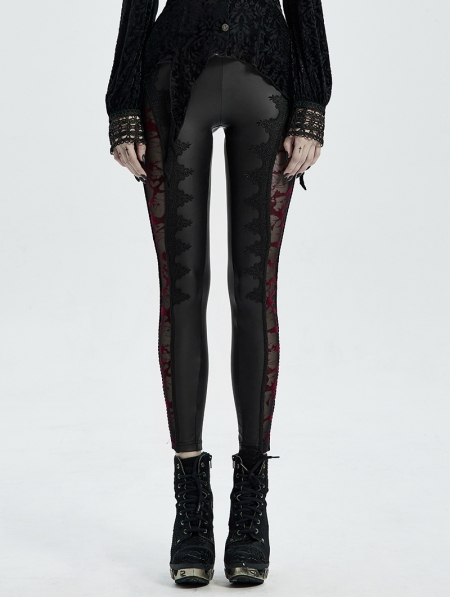 Black Sexy Gothic Lace Mesh Long Leggings for Women - Devilnight.co.uk