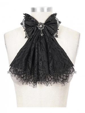 Black Vintage Gothic Lace Pendant Bowtie for Women