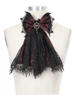 White Vintage Gothic Lace Pendant Bowtie for Women