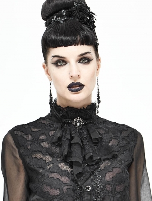 Black Vintage Gothic Lace Pendant Party Bowtie for Women