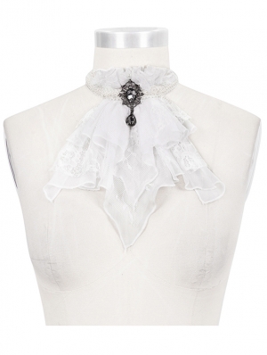 White Vintage Gothic Lace Pendant Party Bowtie for Women