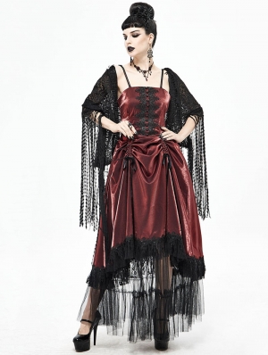 Black Gothic Lace Tassel Cape for Women