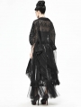 Black Gothic Lace Tassel Cape for Women