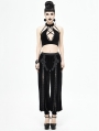 Black Vintage Gothic Velvet Daily Wear Long Pants for Women