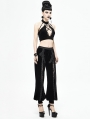 Black Vintage Gothic Velvet Daily Wear Long Pants for Women