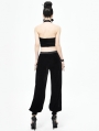 Black Vintage Gothic Velvet Daily Wear Long Pants for Women