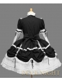 Black and White Long Detachable Sleeves Bow Sweet Gothic Lolita Dress 