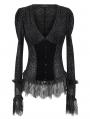 Black Vintage Elegant Gothic Sexy Long Sleeve Shirt for Women
