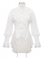 White Vintage Gothic Sexy Chiffon Long Sleeve Shirt for Women