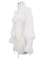 White Vintage Gothic Sexy Chiffon Long Sleeve Shirt for Women