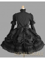 Black Long Detachable Sleeves Bow Sweet Gothic Lolita Dress 