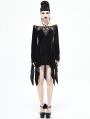 Black Elegant Gothic Velvet Off-the-Shoulder Short Irregular Dress