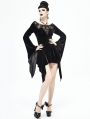 Black Elegant Gothic Velvet Off-the-Shoulder Short Irregular Dress
