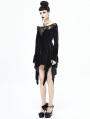 Black Elegant Gothic Velvet Off-the-Shoulder Short Irregular Dress